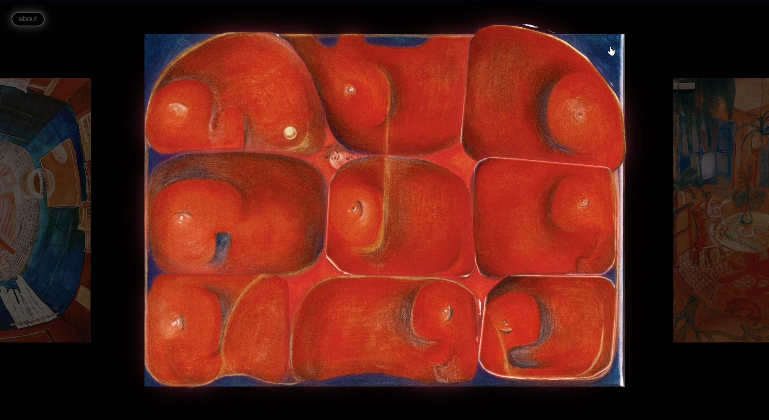 A screenshot of a project page. A grid of orange elephants are hoverable.